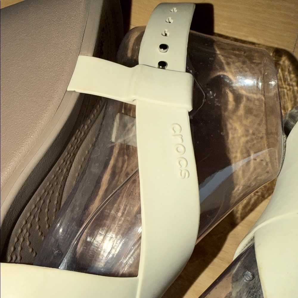 Crocs Brooklyn High Wedge Sandal Bone Mushroom Platform‎ Women Size 8 206222-2BC - Picture 3 of 11